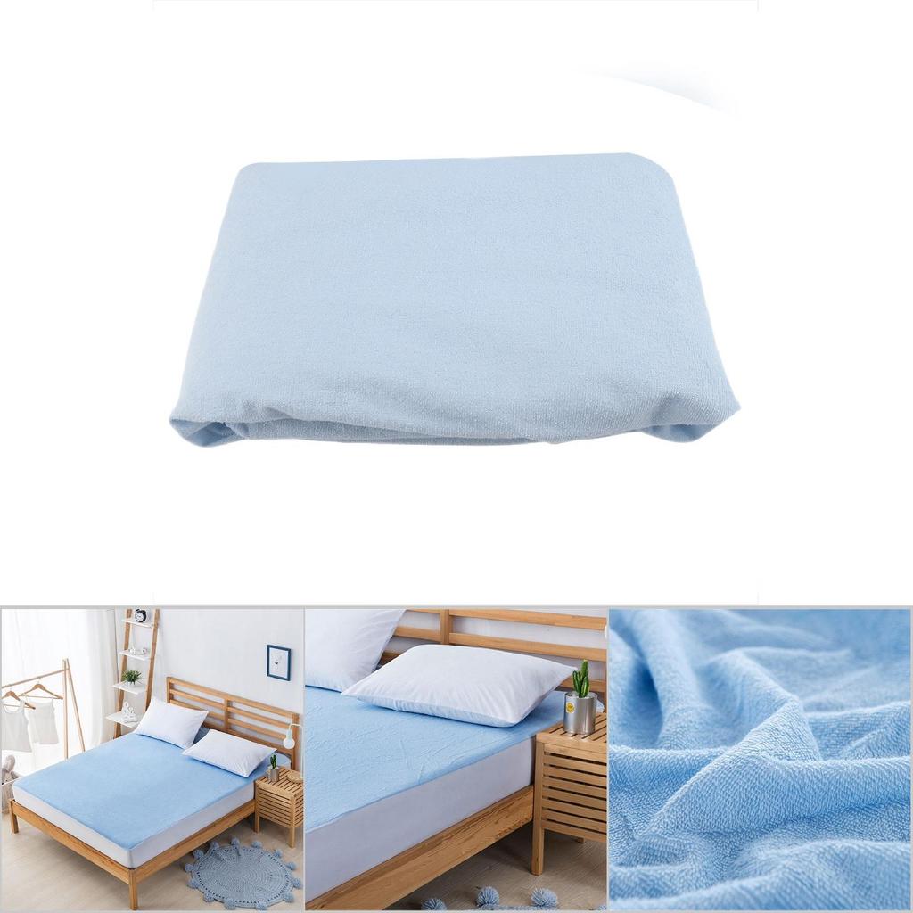 Waterproof Anti Mite Mattress Pad Cover Fitted Sheet Blue 90*190+30cm