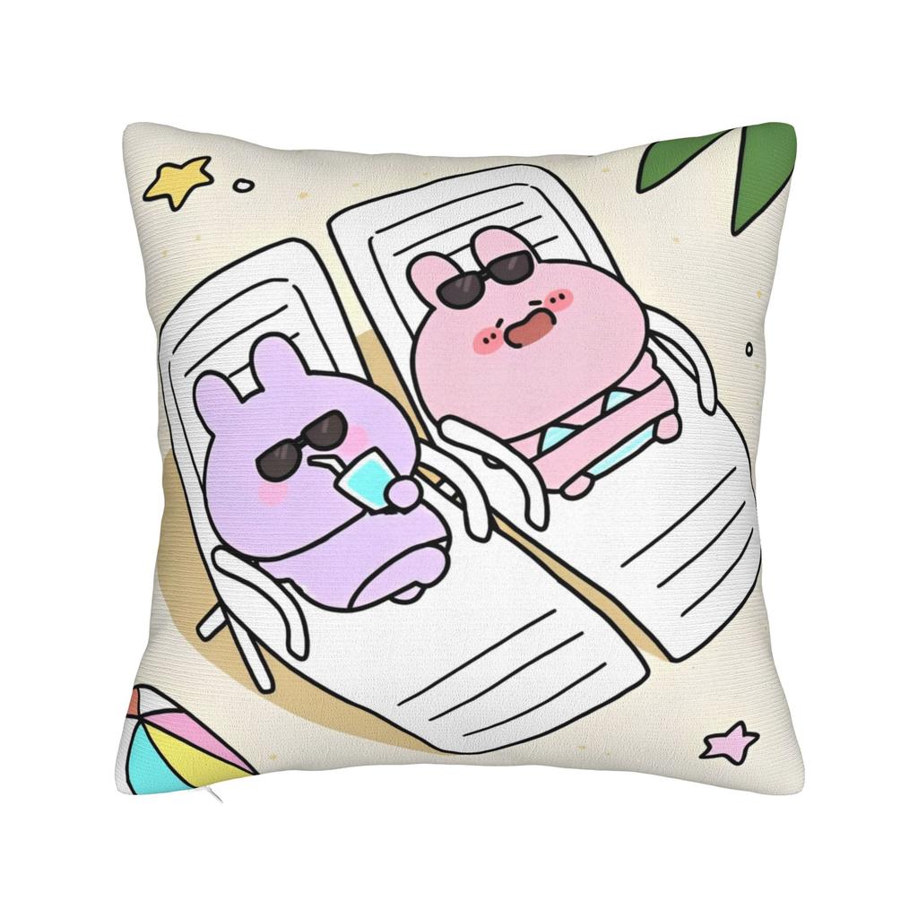 Asamimichaan Asleep Cartoon Square Pillow Case Cute Asamimi Cushion Covers Awesome Polyester Decorative Pillowcover For Home 18"