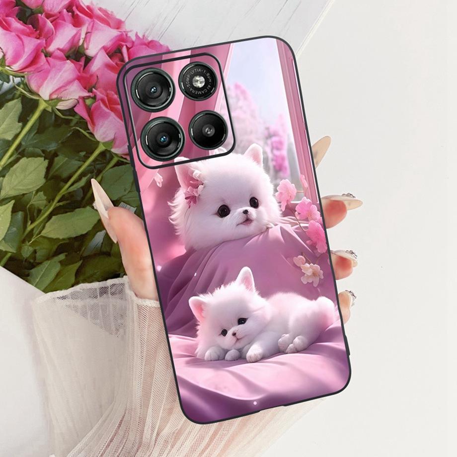 Чехол для телефона Motorola G77 5G Moto G67 5G Мягкий черный силиконовый чехол Бабочка Дракон Кот Цветочная живопись Бампер Funda