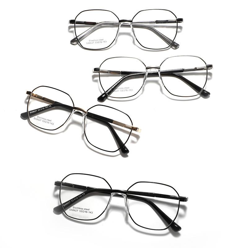 Очки Многоугольные Седловидные Носоупоры Могут Использоваться Как Оправа для Миопии Плоское Зеркало Женские Металлические Квадратные Обычные Зеркала