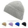 Solidcolor Knitted Thickstripe Hat Black Unisex Warm Winter Overthehead