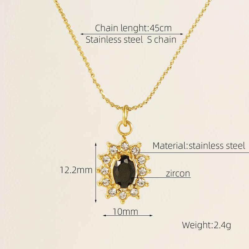 Stainless Steel Sunflower Zircon Bamboo Necklace High-grade Sporty Color-free Pendant All-match