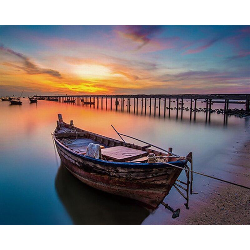 New 5D DIY Diamond Painting Sea View Diamond Embroidery Sailboat Cross Stitch Full Round Drill Home Decor Manual Art Gift