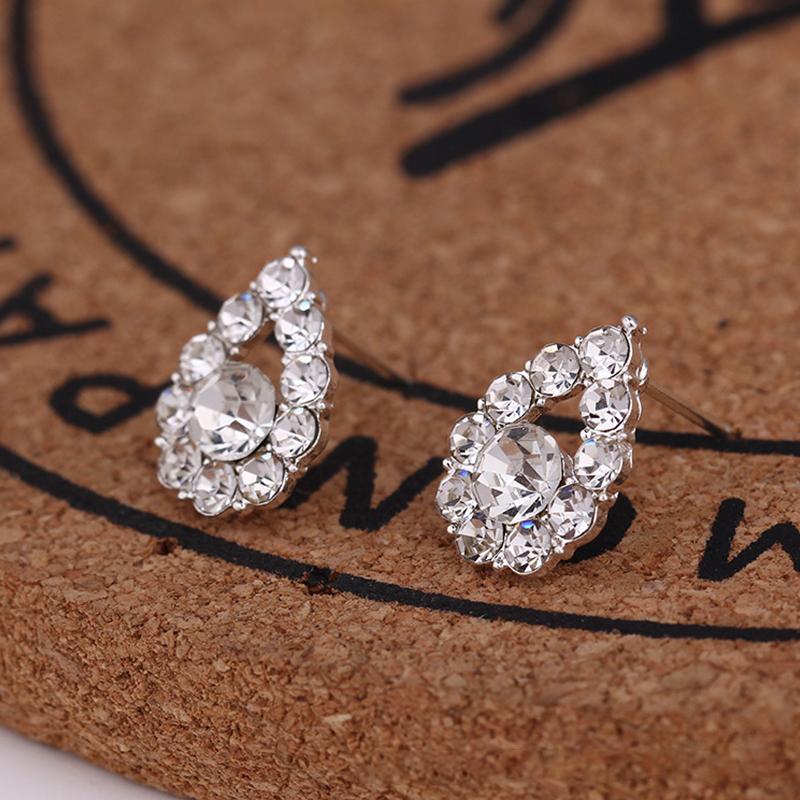 Серьги-гвоздики Anting из корейского серебра, блестящие женские серьги-гвоздики в форме сердца, ювелирные изделия в подарок