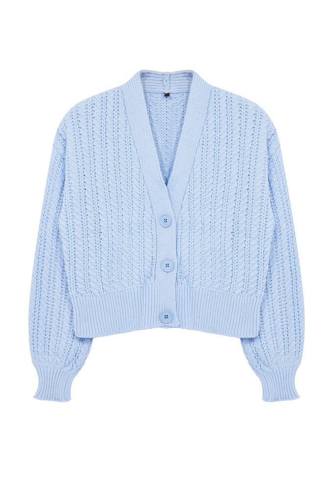 Женский элегантный кардиган, укороченный пудровый кардиган из мягкого текстурированного трикотажа