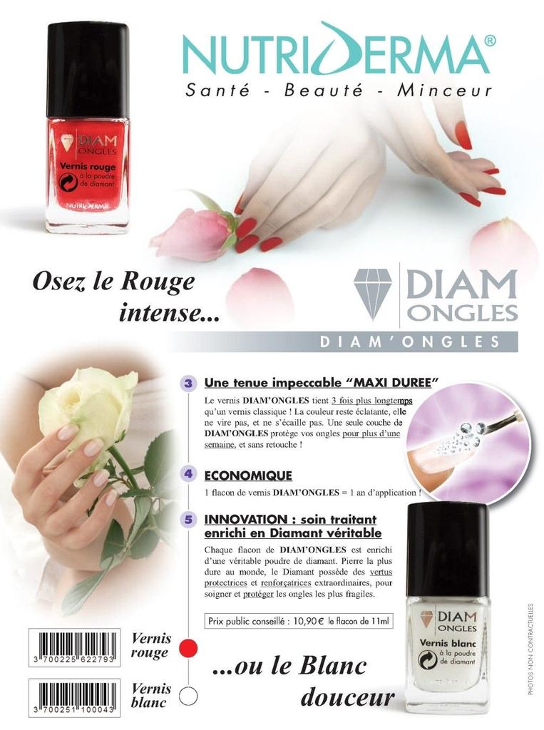 DiamOngles Лак для ногтей с белой бриллиантовой пудрой