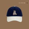 Cute bear corduroy baseball cap children autumn and winter new contrasting color splicing versatile cap men