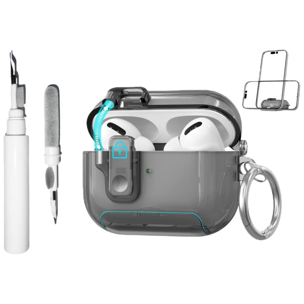 Прозрачный чехол для AirPods Pro 3, чехол-подставка для телефона с предохранителем, конструкция крышки с автоматическим открыванием, с крышкой для чистящего карандаша для AirPods Pro 3