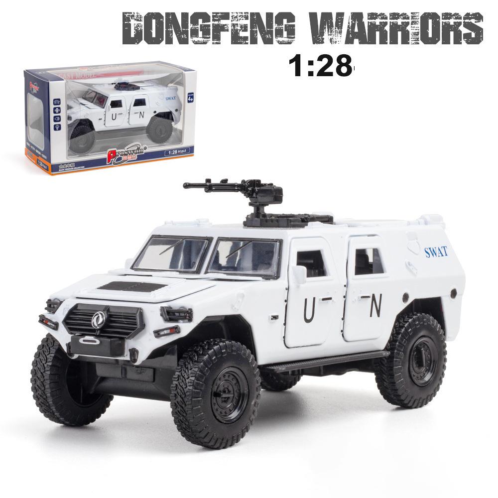 1/28 масштаб Dongfeng Warriors, литая под давлением модель автомобиля из сплава в стиле милитари, игрушечный грузовик с откатным механизмом со звуком и светом для детей и взрослых, подарочная коллекция