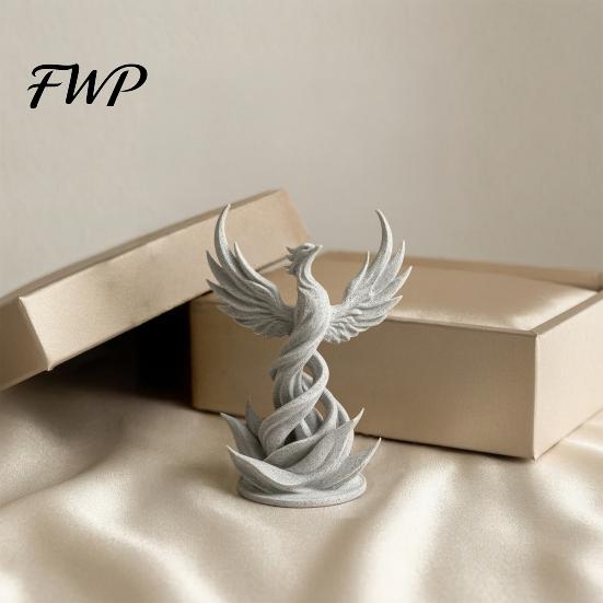 Flame Base Decoration Phoenix Rising Sculpture, 3D Printed Bird Figurine, Mythical Creature Oriental Statue with Wings for Desk, Study Room,