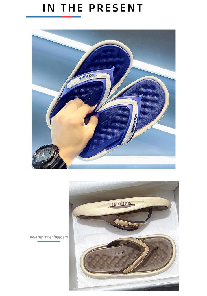 Men's Trendy Non-Slip Flip-Flops: Outdoor Beach Comfort, "Stepping on Poop" Sensation, Perfect for Couples