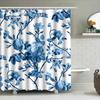 Синяя Цветочная Занавеска для Душа Водонепроницаемый Декор для Ванной Комнаты Большой Размер Роскошный Коврик для Ванной Белая Подкладка для Ванны Принт Современный Цветочный Дизайн (
