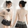Sex underwear uniform temptation perspective uniform bow plaid short skirt pure uniform suit temptation