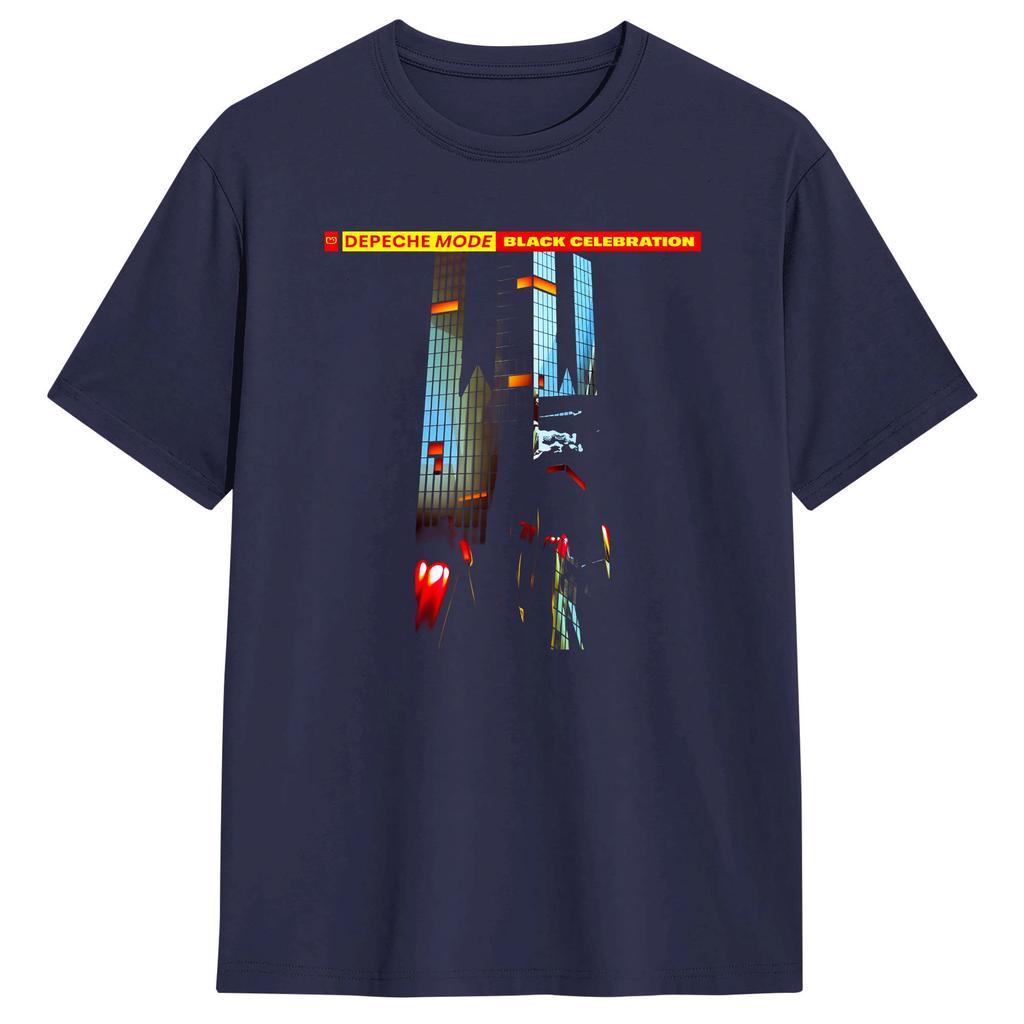 Awesome Depeche Mode Black Celebration TShirt for Men Crewneck Pure Cotton T Shirts Short Sleeve Tees Graphic Printed Clothes