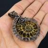 Аммонит ископаемый драгоценный камень чистая медная проволока обернутая дизайнерская подвеска ручной работы ювелирные изделия для подарка
