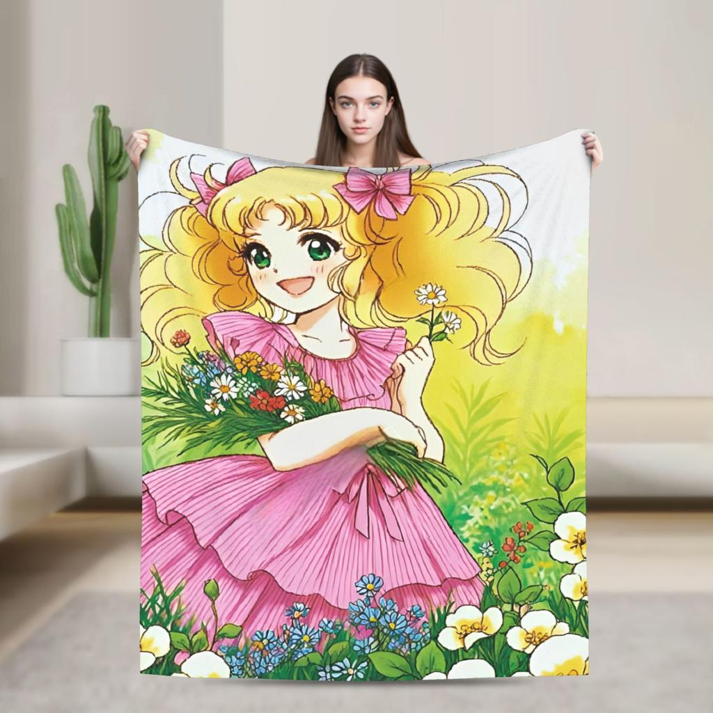Candy Candy Anime Cartoon Fuzzy Blanket  Awesome Throw Blankets for Home 150*125cm Bedspread