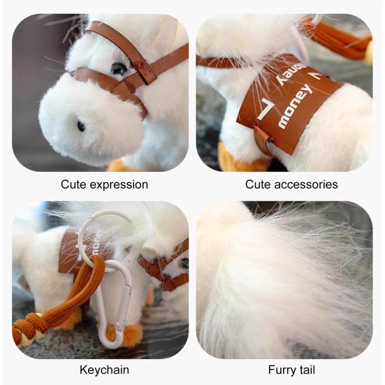 Пушистый брелок-игрушка пони Лошадь удачи Плюшевый шарм для рюкзака Год Лошади Талисман Кукла Детский подарок