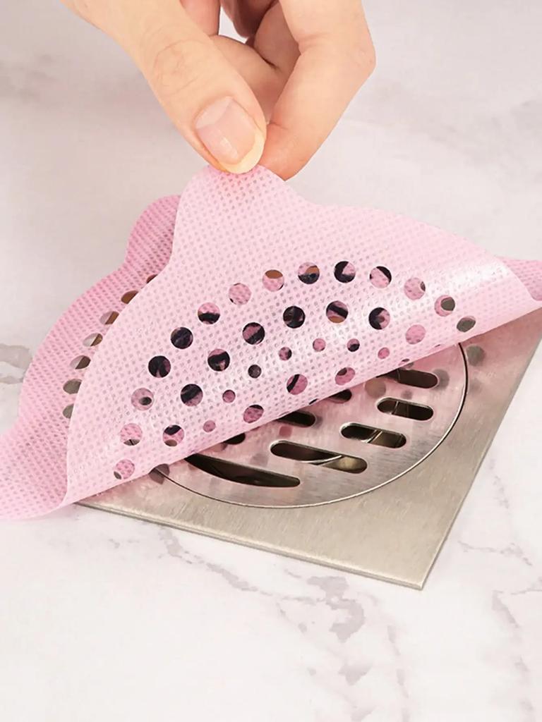 50pcs 10x10cm Disposable Floor Drain Stickers Anti-blocking Filter Floor Drain Mesh Sticker Hair Catcher Stopper Shower Drain