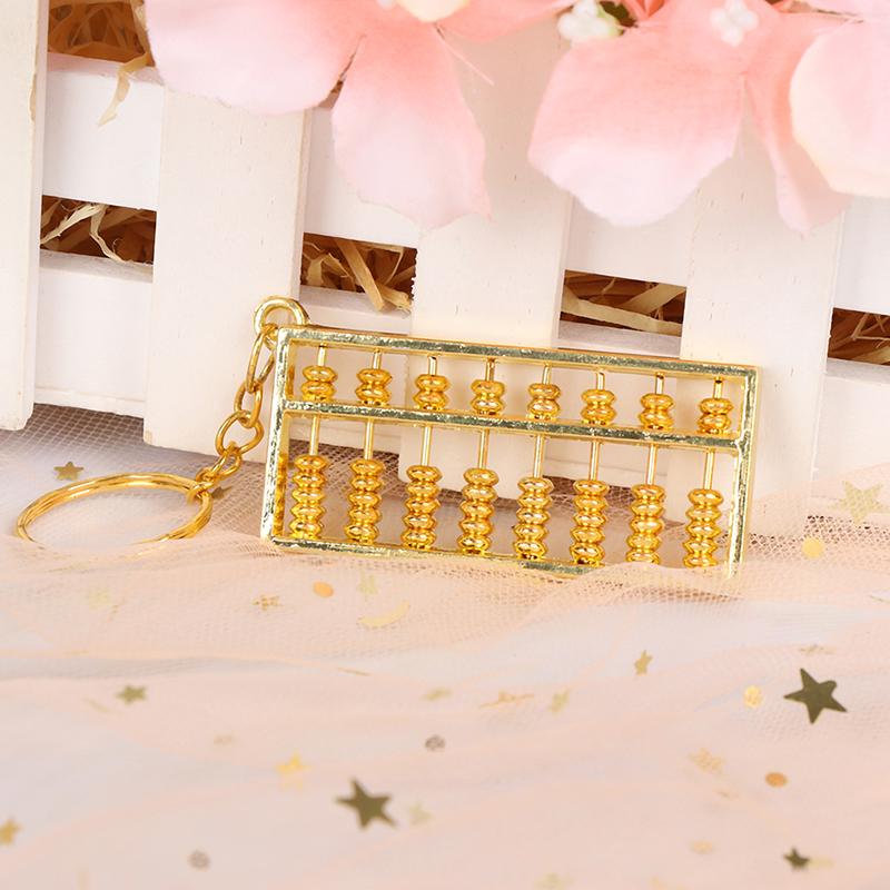 Золотой китайский инструмент для бухгалтерского учета, 8-рядный брелок для ключей со счетами, брелок с кольцом