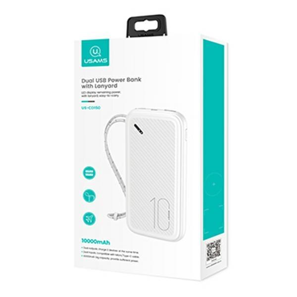 Usams Powerbank Pb56 10000Mah 2Xusb /Usb-C / Microusb Fast Charge Biały/White 10Kcd15002 (Us-Cd150)