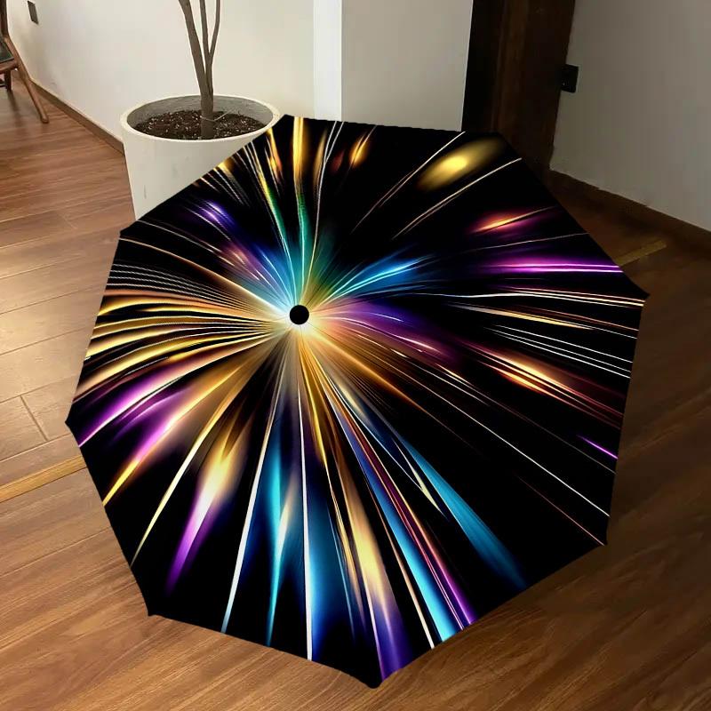 1PC Lightburst Colorful Umbrella-8-Rib Reinforced, Automatic Open, Lightweight & Durable, Cute Fashion Accessory for Outdoor, Beach or Casual Use, Bea