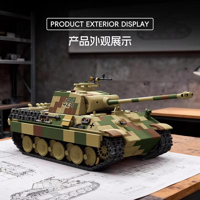 TK8002 Тяжелый танк Тигр Вторая мировая война Модель Военная серия Поле боя Игрушки для сборки своими руками Строительные блоки Праздничные подарки для мальчиков 1675 шт.