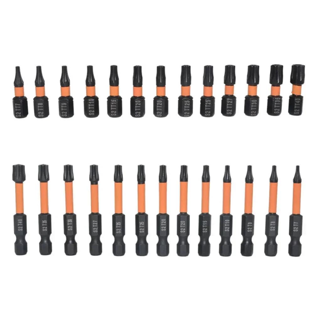 Набор Torx бит 13/26 шт. Защищенные от взлома Torx (звездочка) 1/4" шестигранный хвостовик Быстросменное соединение Для ударной дрели-шуруповерта