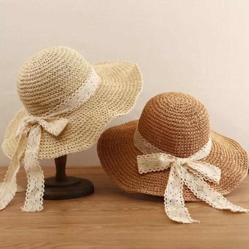 Beach Sun Hat For Women Round Top Wide Brim Straw Hat With Breathable Design