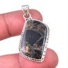 Natural Black Copper Turquoise 925 Solid Sterling Silver Gift Pendant 1.75" C6f60