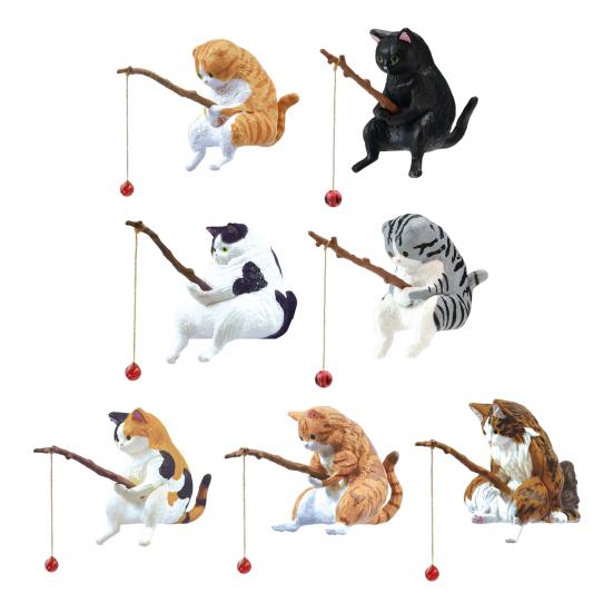 Рыболовная фигурка кота из смолы мультяшный котенок статуэтка животное скульптура домашний офис рабочий стол