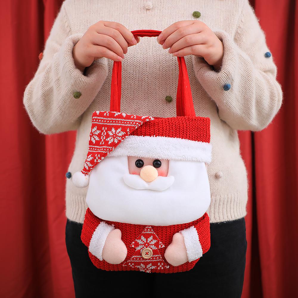 Cartoon Christmas Eve Apple Bag Handheld Xmas Candy Bag Christmas Tote Bags Xmas Ornaments
