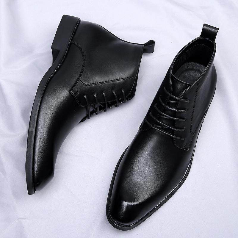 Модные мужские туфли в винтажном стиле, удобные мужские кожаные повседневные ботинки, деловые туфли, высокие мужские ботильоны на шнуровке, базовые ботинки