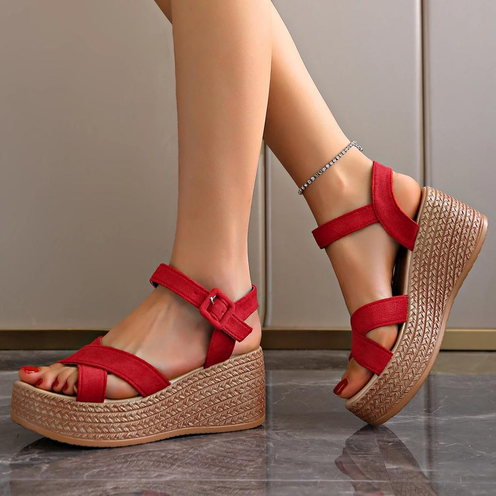 Модные женские туфли, черные босоножки на платформе с каблуком, женские бежевые туфли с пряжкой и ремешком, роскошные эспадрильи