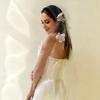 Classic White Fingertip Length Wedding Veils Easy To Secure Polyester Flower Hair Accessory For Bride