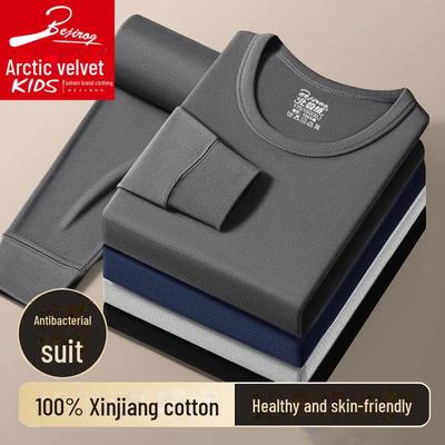 Комплект мужского термобелья из хлопка и арктического флиса: Легкий осенне-зимний топ и брюки с полувысоким воротником