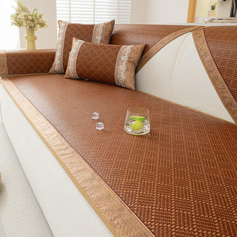 New Chinese Retro Sofa Mat Cushion Cool And Breathable Summer Straight One-Piece Rattan Mat Sofa Cushion