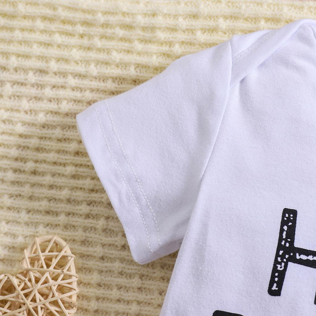 Хлопковый комбинезон для младенцев и девочек, с принтом «Привет, папочка», с короткими рукавами, комбинезон-комбинезон