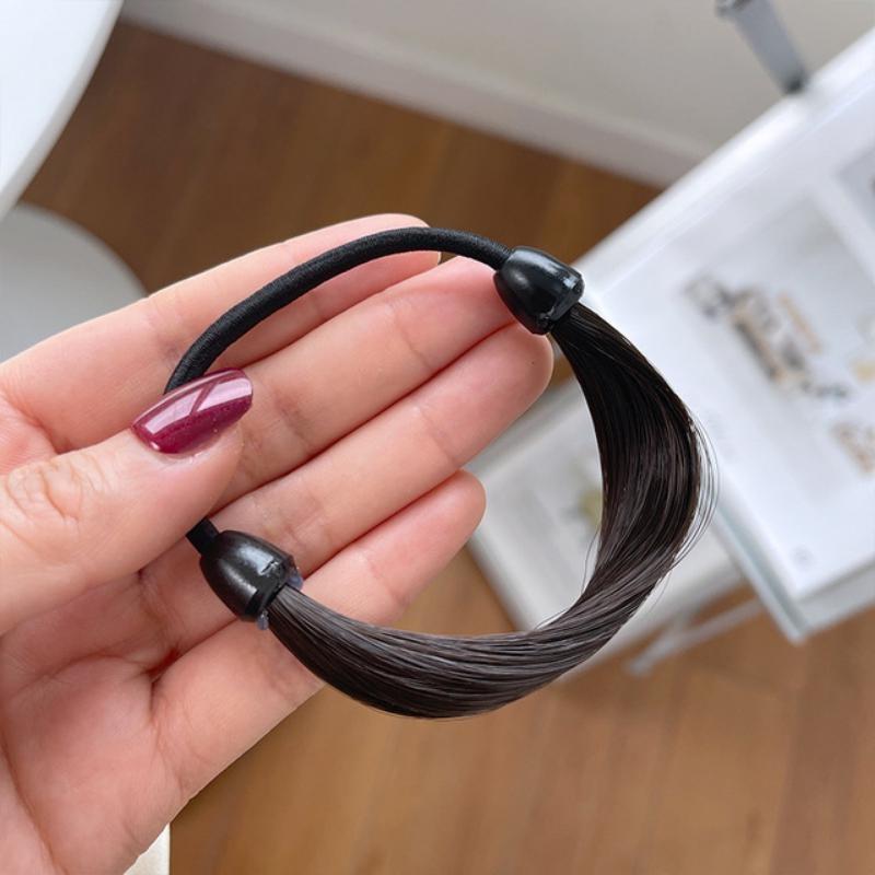 Резинка из волос, имитация парика, веревка на голову, модный женский парик, кольца для волос, прямая резинка для волос, хвост, высокая эластичная веревка для волос