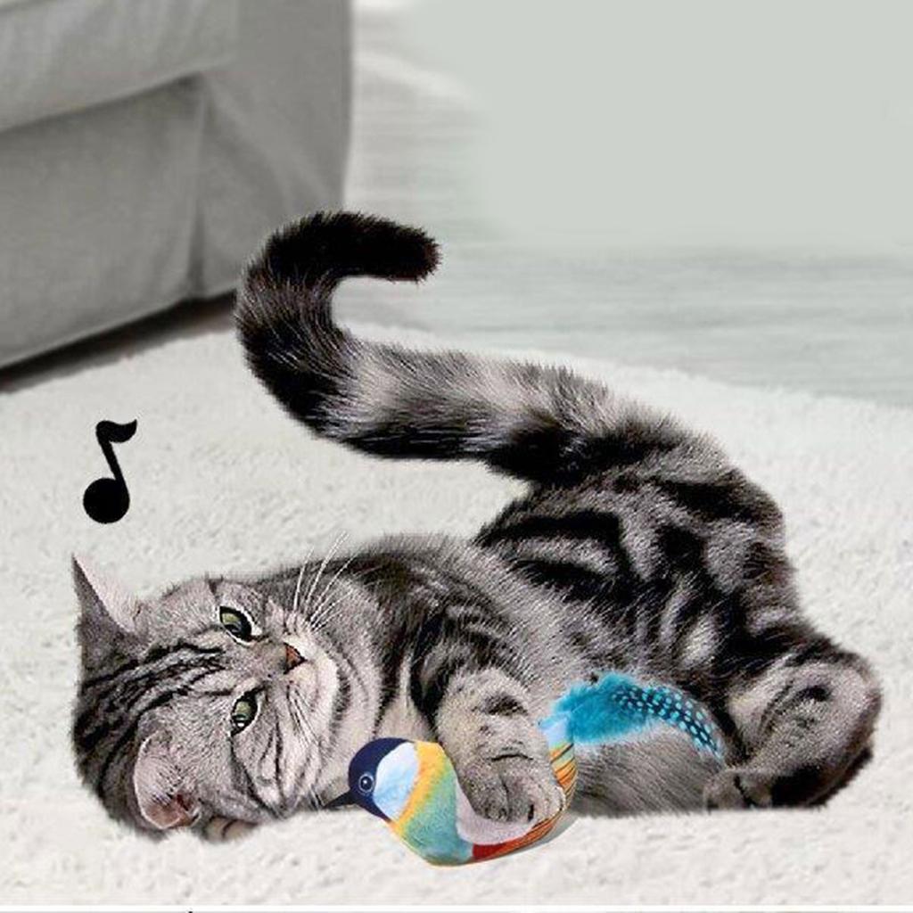 Интерактивный набор игрушек для кошек с электронным щебечущим звуком птички, кошачья мята, пернатая мушка для кошек, игровой набор для упражнений в помещении