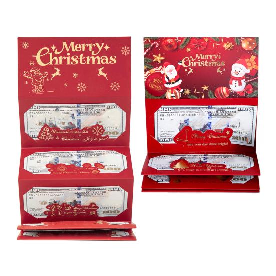 Christmas Cash Gift Envelopes Xmas Money Gift Card Holder with 6 Slots DIY Surprise Money Envelope for Holiday Party Supplies