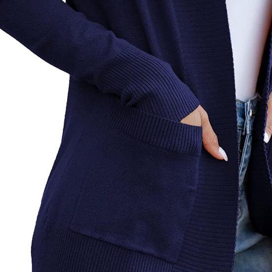 Кардиган Теплый с Открытой Передней Частью Повседневный Вязаный Осень Зима Женский Кардиган для Свиданий