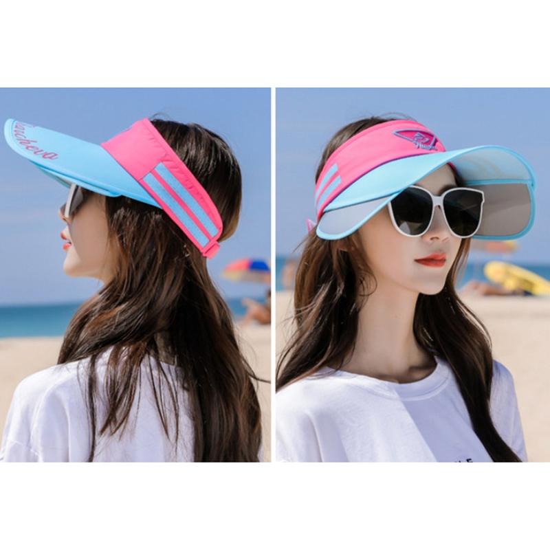 Широкополые шляпы от солнца для женщин, летние солнцезащитные козырьки с спортивным принтом, выдвижные поля, женская пляжная шляпа для отдыха на природе