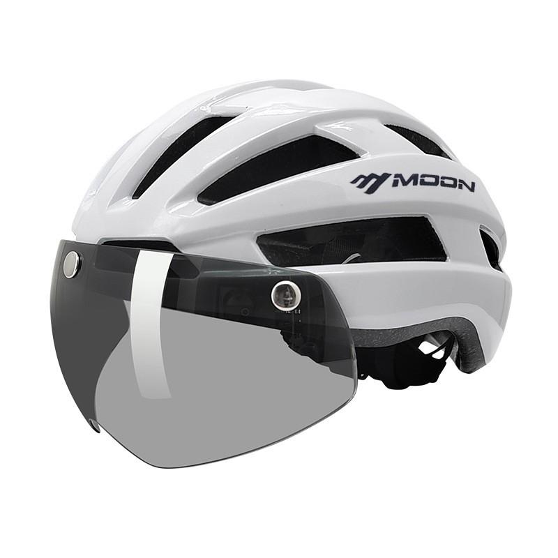 Magnetic Visor Cycling Helmet With Rear Light Road Mountain Bike Riding Safety Gear Adult Unisex PC EPS