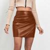 Женская полуюбка Короткая юбка с принтом Высокая талия Необычная кожаная юбка Тонкая