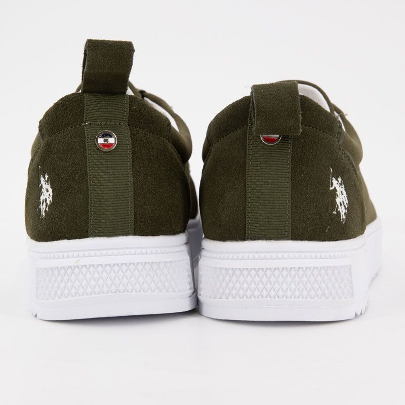 US POLO Men's Military Green Bayard Boat Sneakers