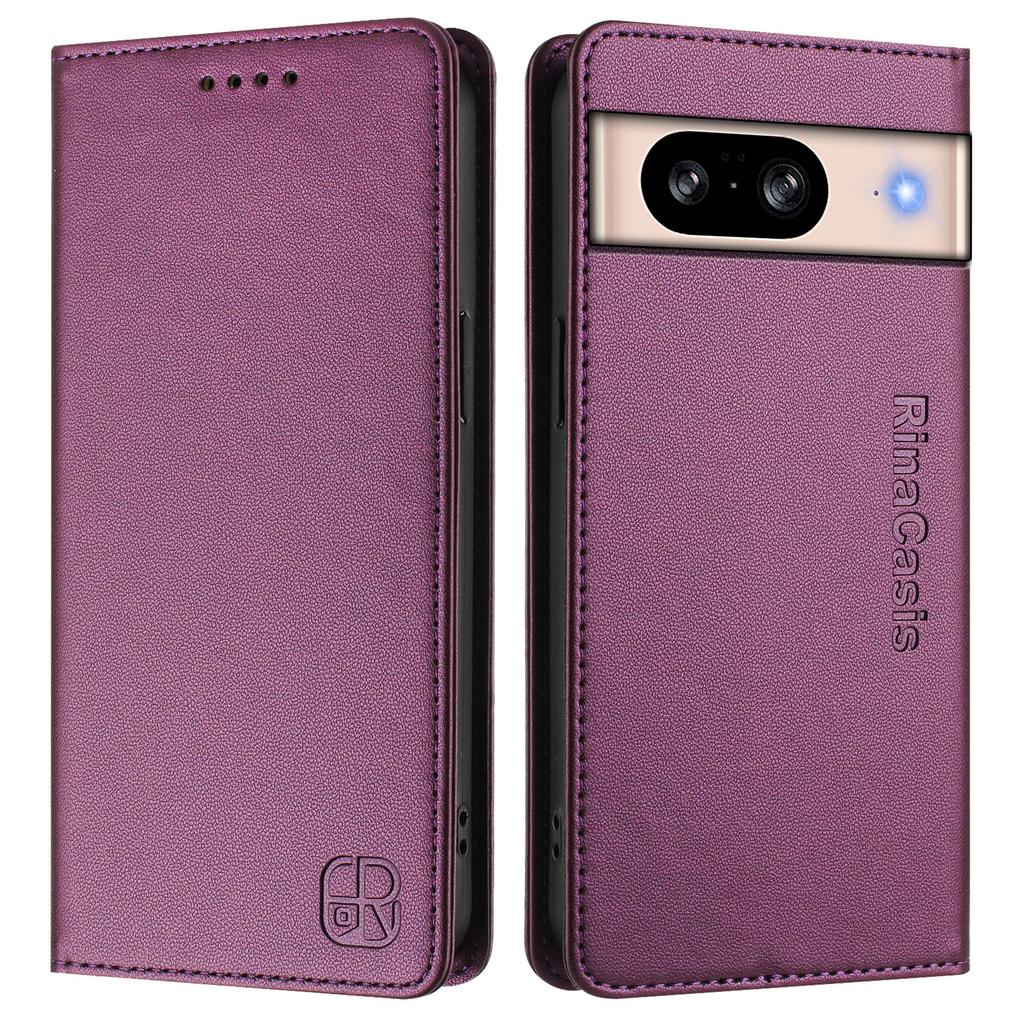 For Google Pixel 8 Leather Case RINACASIS RC01 Phone Cover with RFID Blocking Wallet Stand