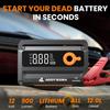 Автомобильный пуско-зарядное устройство 9-в-1 6000A, 26800 мАч, с компрессором 150 PSI, автоотключением, фонариком и проводами