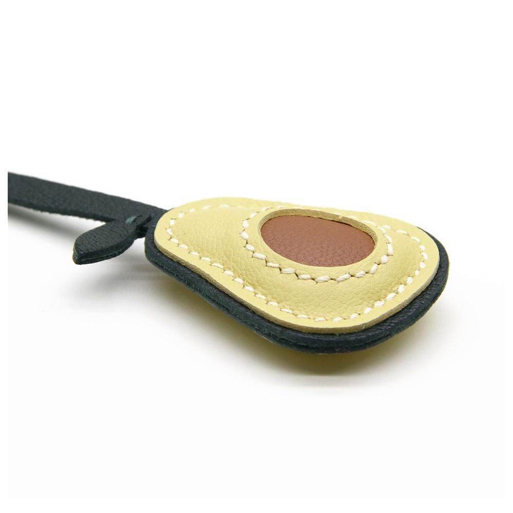 Handmade genuine leather mini bag charm cute avocado shape exquisite pendant and keychain decoration