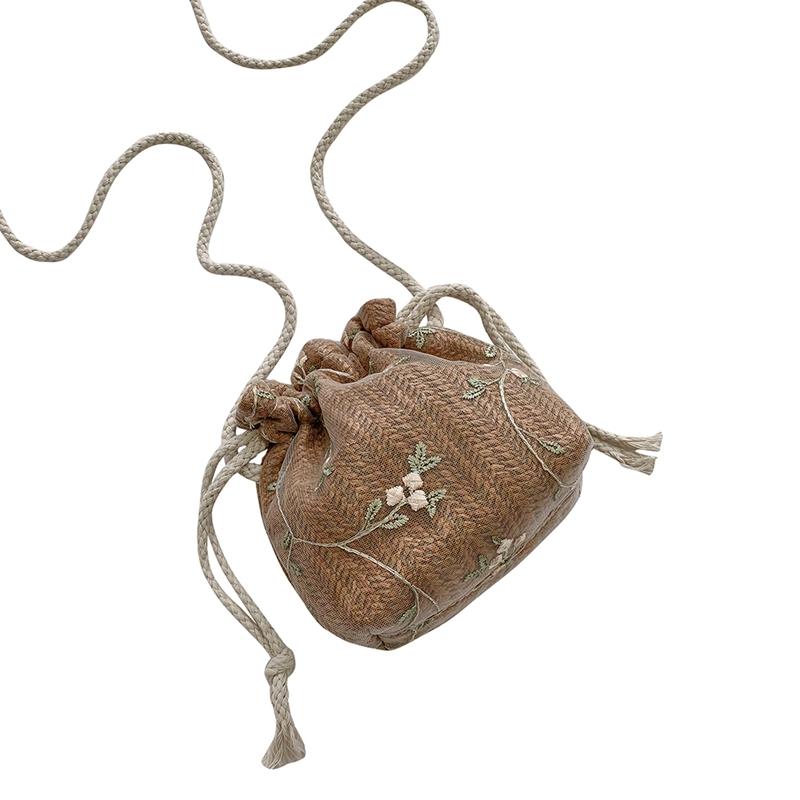 Женские тканые сумки на ремне, кружевная сумка-ведро на шнурке