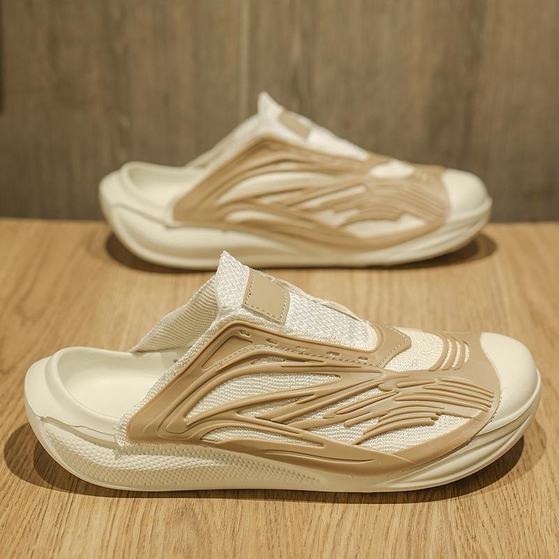 2025 Summer New Slippers Men's Korean Version Trendy Casual Lazy One Pedal Trendy Shoes Breathable Versatile Bag Head Half Drag